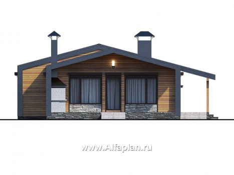 Проекты домов Альфаплан - «Лямбда» - просторный дом в современном стиле. Увеличены спальни - превью фасада №1
