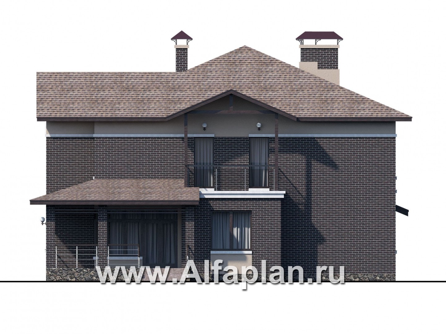 Проекты домов Альфаплан - «Голицын» — особняк с отделкой в темных тонах - изображение фасада №2
