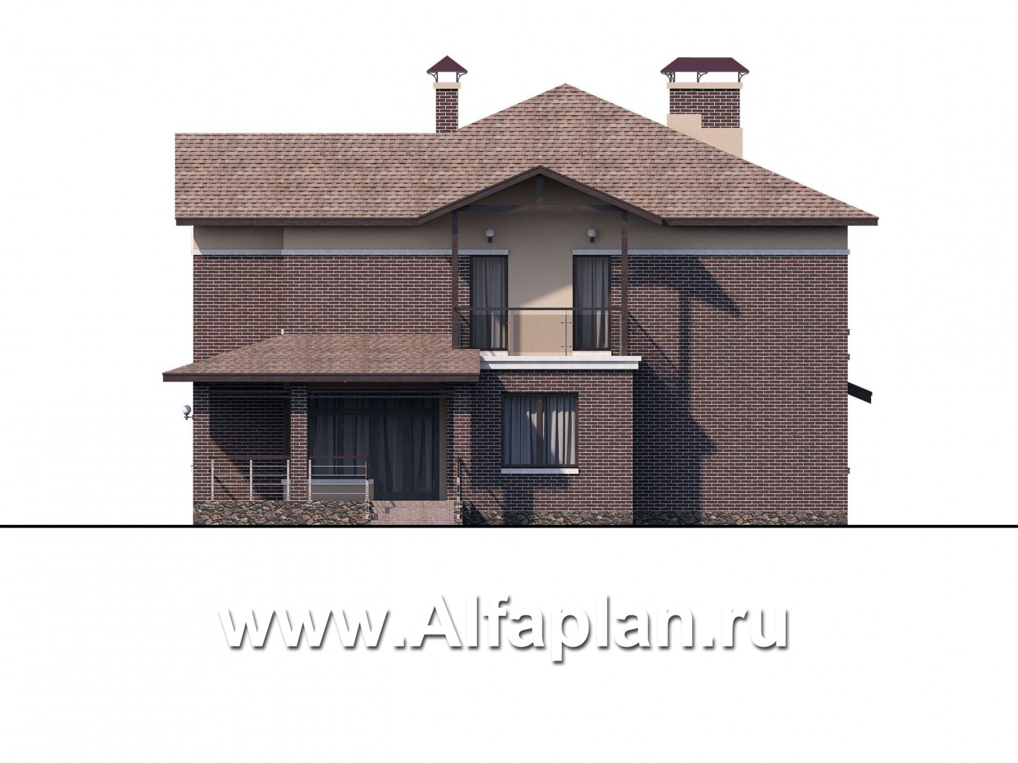 Проекты домов Альфаплан - «Голицын»- особняк с гаражом на два автомобиля - изображение фасада №2