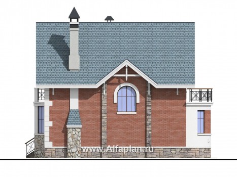 «Стелла»- проект дома с мансардой, с террасой, в английском стиле - превью фасада дома