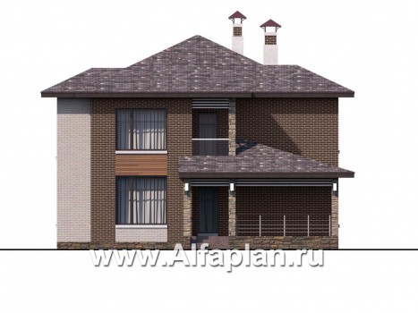 «Эридан» - красивый проект двухэтажного дома, с террасой, в современном стиле - превью фасада дома