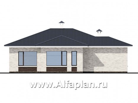 «Эрато» - красивый дом, проект одноэтажного коттеджа, с террасой, в современном стиле - превью фасада дома