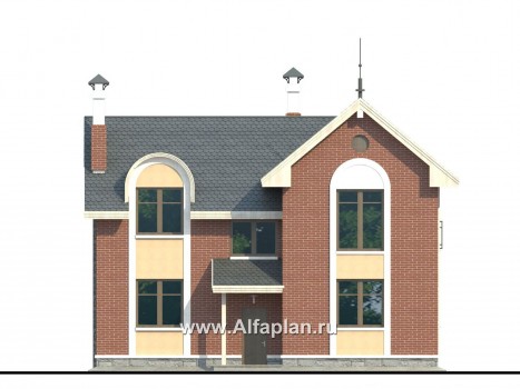 «Фантазия» - красивый проект двухэтажного дома дома , с эркером и с террасой - превью фасада дома