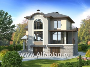 Проекты домов Альфаплан - «Юсупов» - особняк с просторной гостиной - превью основного изображения
