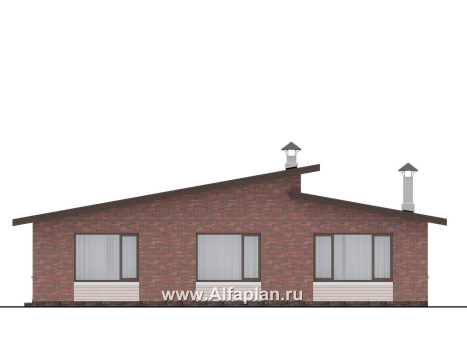 Проекты домов Альфаплан - "Аметист" - экономичный одноэтажный дом с современной кровлей - превью фасада №4