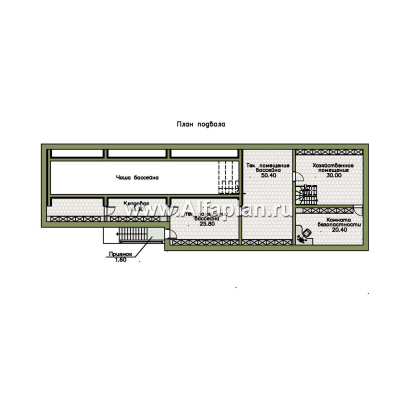 «Шахерезада» - проект двухэтажной роскошной виллы, со вторым светом гостиной, с бассейном и с гаражом - превью план дома