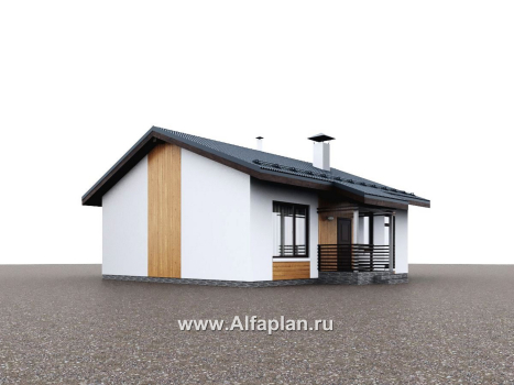«Литен» - проект простого одноэтажного дома, планировка 2 спальни, с двускатной крышей - превью дополнительного изображения №1