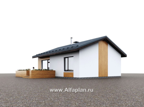 «Литен» - проект простого одноэтажного дома, планировка 2 спальни, с двускатной крышей - превью дополнительного изображения №2