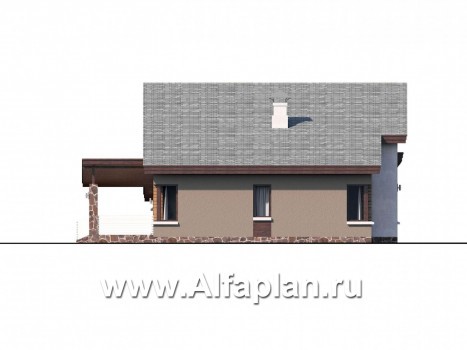 «Каприкорн» - проект дома с мансардой, с террасой, в скандинавском стиле - превью фасада дома