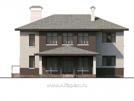 Проекты домов Альфаплан - «Высшая лига» -  Дом с двумя жилыми комнатами на 1эт, большой гостиной и крытой террасой - превью фасада №4