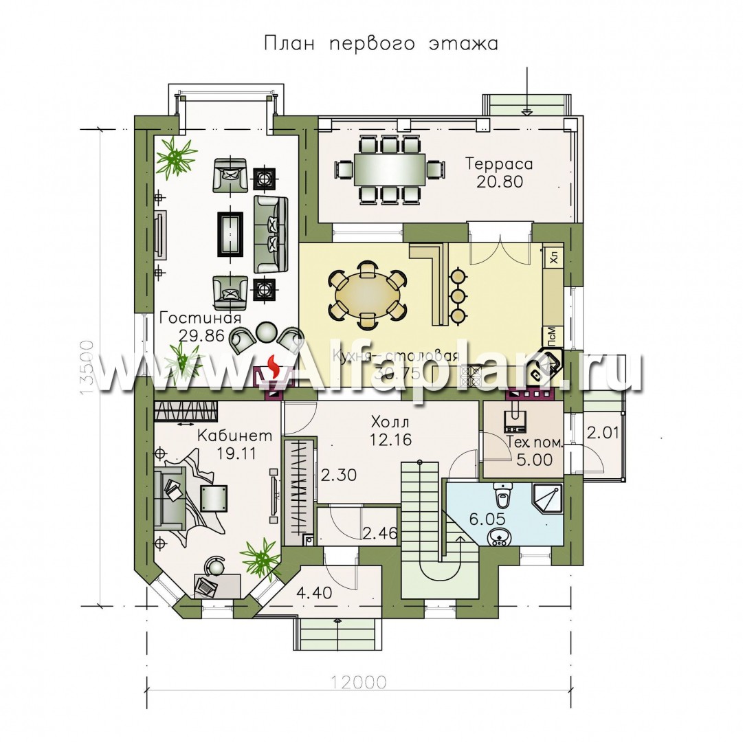 Проекты домов Альфаплан - «Гольфстрим» - современный двухэтажный компактный коттедж - изображение плана проекта №1