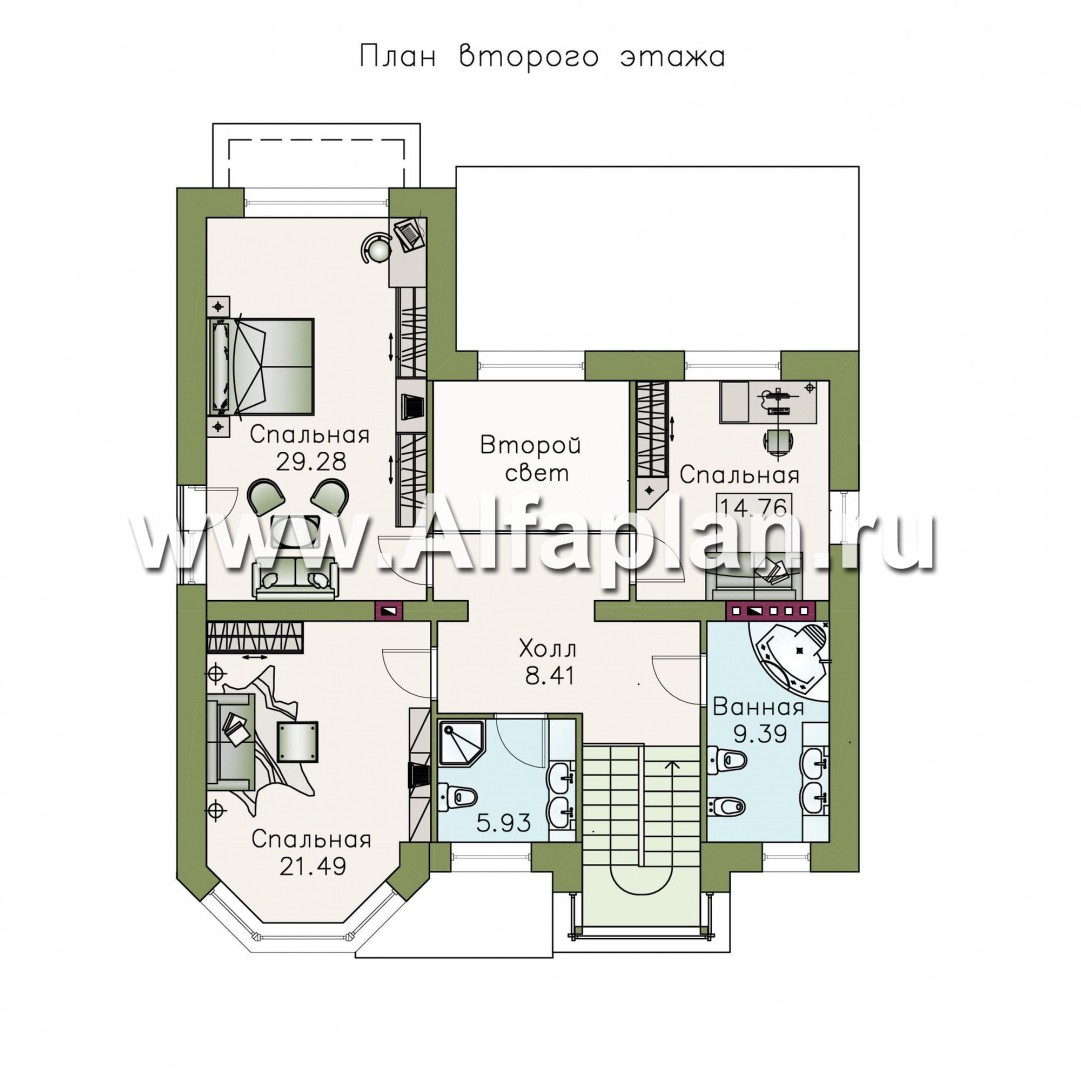 Проекты домов Альфаплан - «Гольфстрим» - современный двухэтажный компактный коттедж - изображение плана проекта №2
