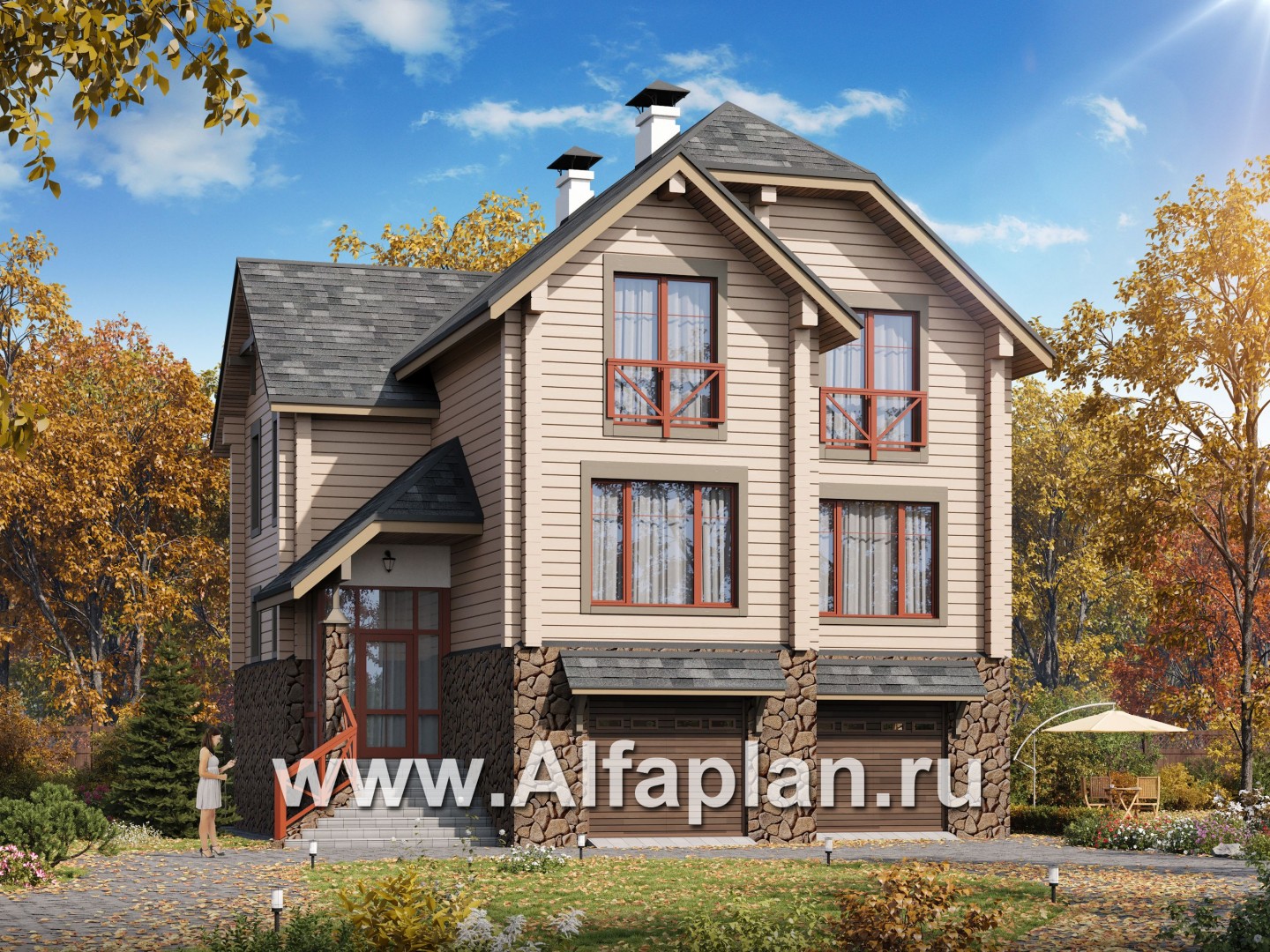 Проекты домов Альфаплан - «АльфаВУД» - деревяный дом из клееного бруса - дополнительное изображение №2
