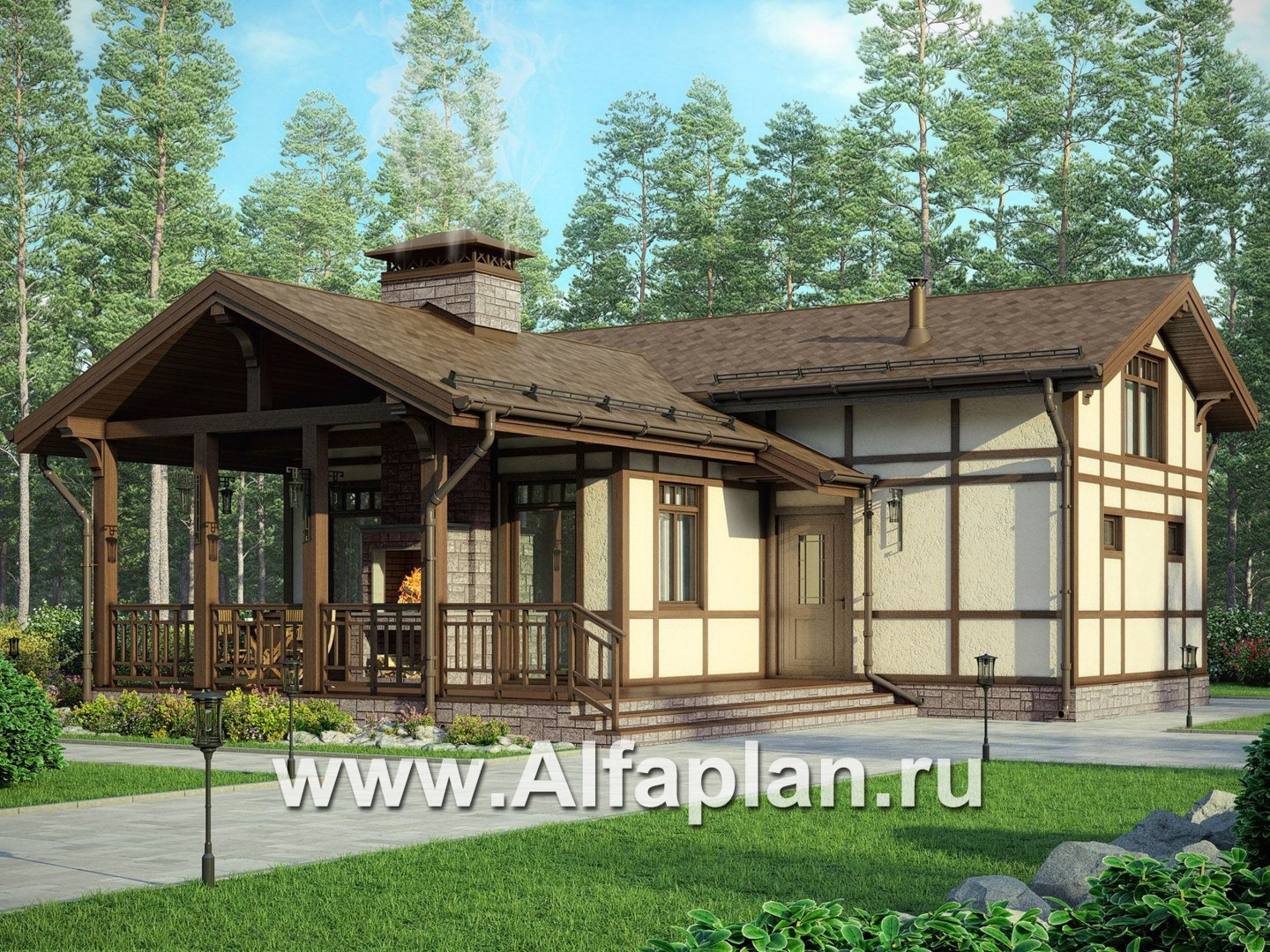 Проекты домов Альфаплан - Комфортный кирпичный дом для отдыха - основное изображение