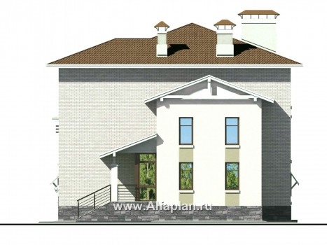 Проекты домов Альфаплан - «Светлые времена» - респектабельный особняк с большими окнами - превью фасада №2