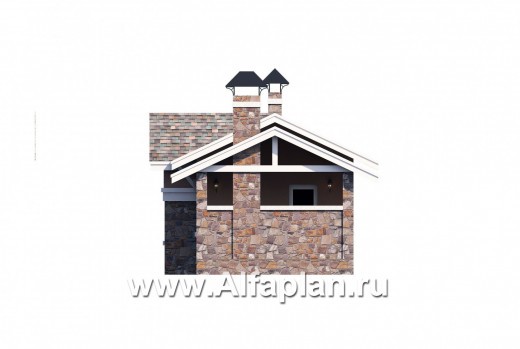 Проекты домов Альфаплан - Красивая и удобная баня c террасой (беседкой) и камином - превью фасада №2