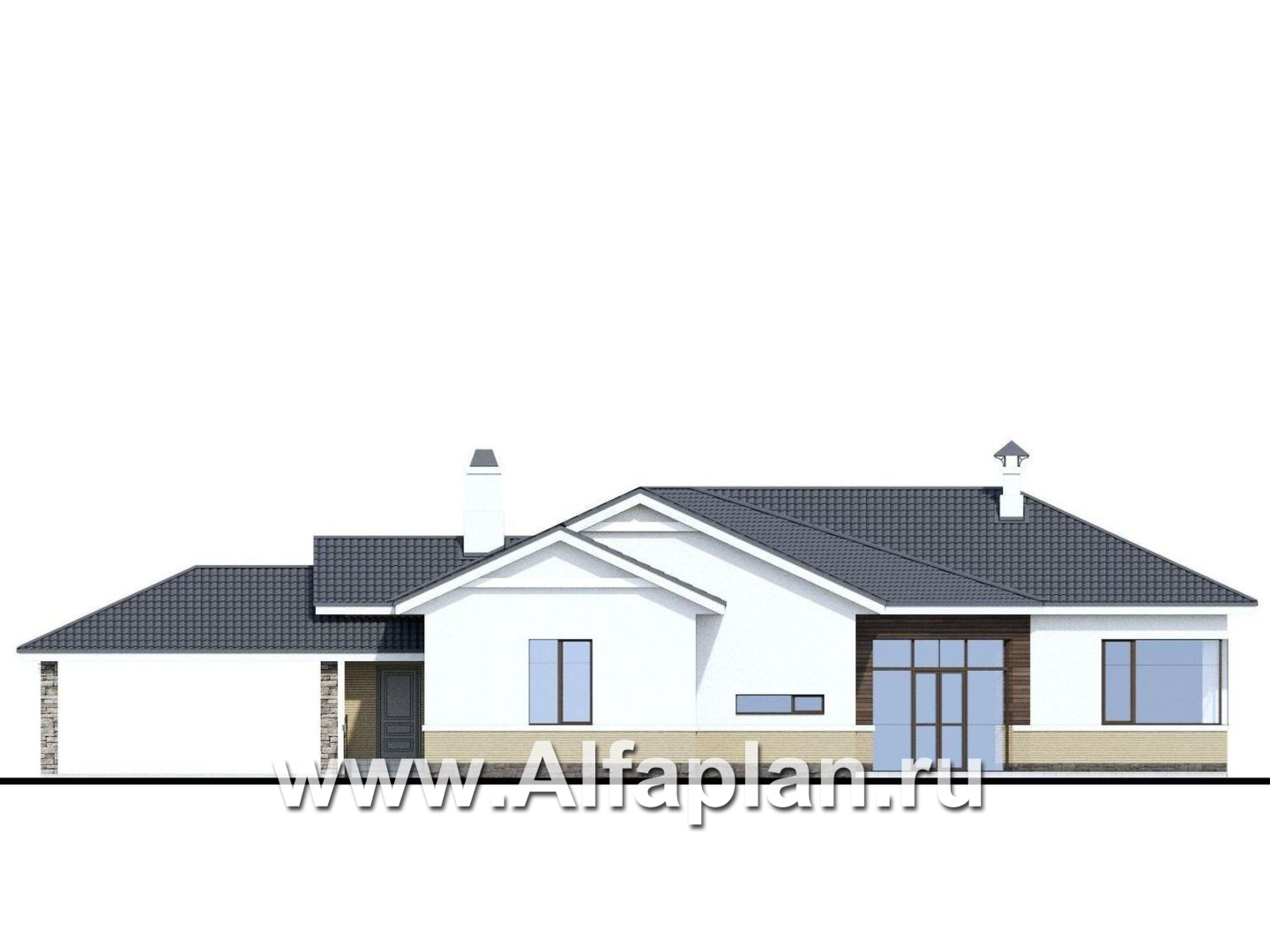 Проекты домов Альфаплан - «Модуль» — современный дом с диагональным планом - изображение фасада №4