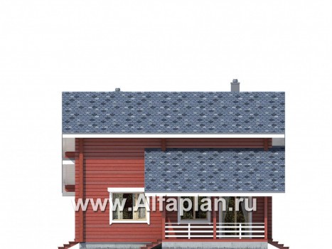 Проект двухэтажного дома из бруса, планировка с кабинетом и с двумя террасами, в современном стиле - превью фасада дома