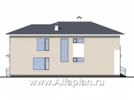 «Выбор русалки» - проект современного двухэтажного дома, мастер спальня, с сауной и гаражом на 2 авто - превью фасада дома