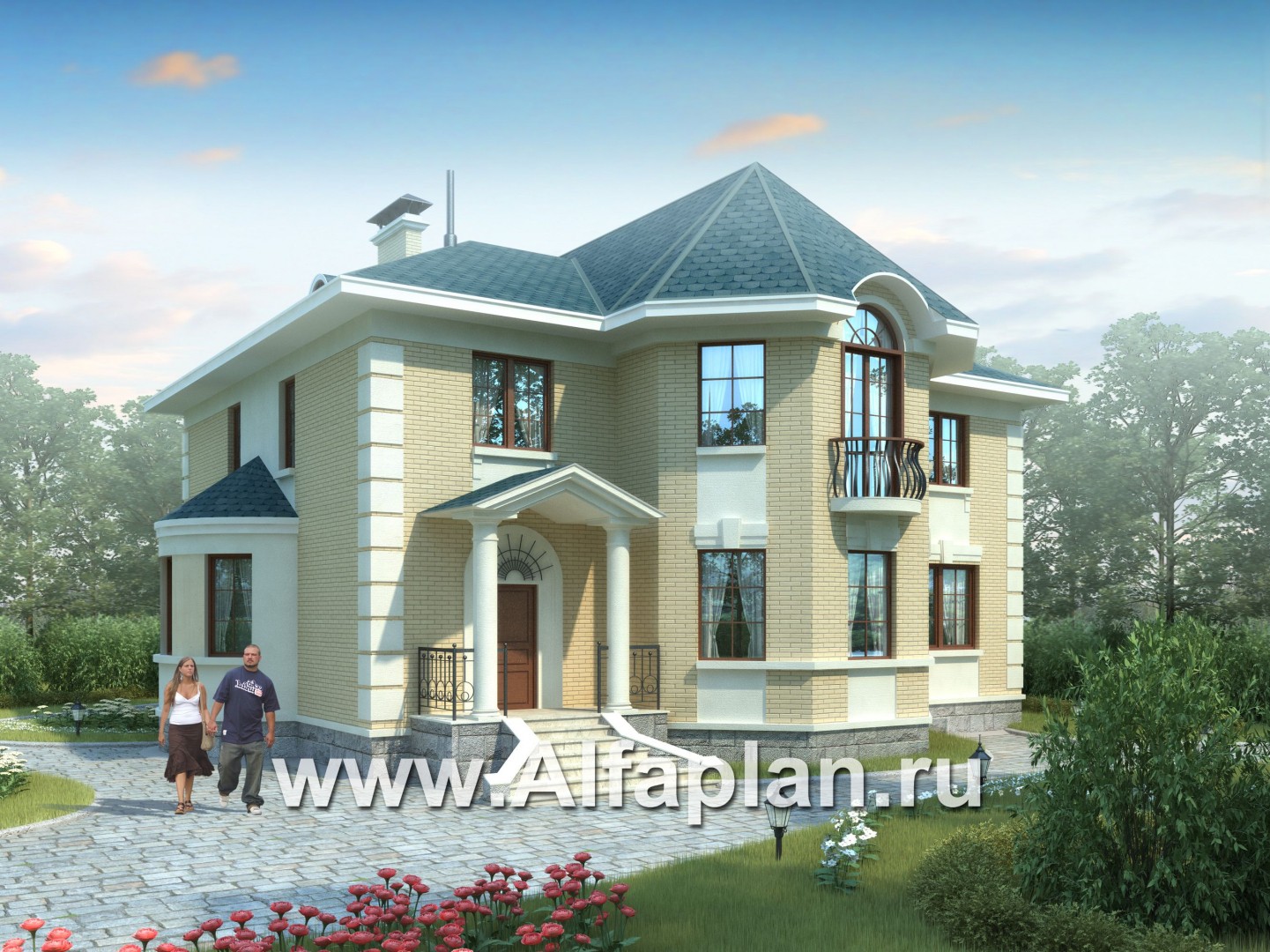 Проекты домов Альфаплан - «Белта» - респектабельный двухэтажный особняк - основное изображение