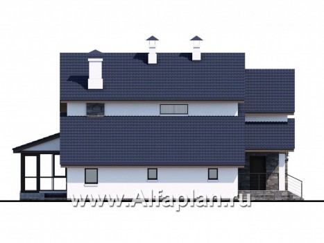 «Четвертое измерение» - проект  дома с мансардой, с террасой и с гаражом - превью фасада дома