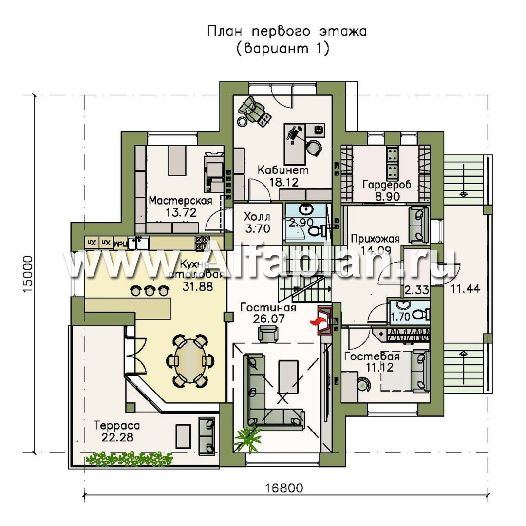 Проекты домов Альфаплан - «Три семерки» - трехэтажный загородный особняк - изображение плана проекта №2