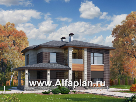 Проекты домов Альфаплан - «Республика» - современный двухэтажный комфортабельный дом - превью основного изображения