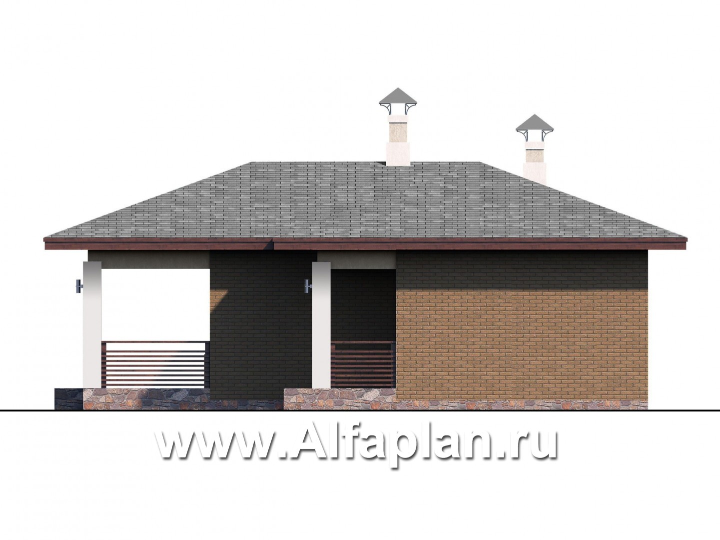 Проекты домов Альфаплан - Баня с небольшим бассейном и террасой - изображение фасада №2