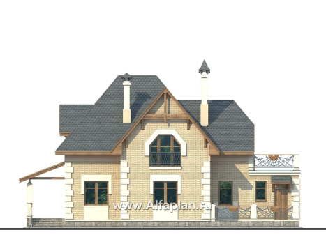 «Клио» -  проект дома с мансардой, с эркером и с террасой, с гостевой квартирой - превью фасада дома