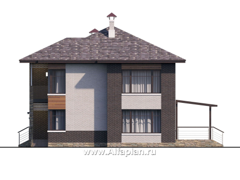 Проекты домов Альфаплан - «Эндорфин» - современный двухэтажный дом - превью фасада №2