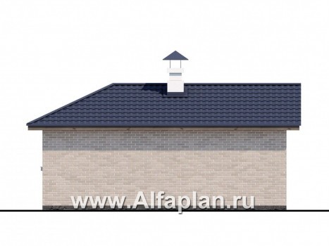 Проекты домов Альфаплан - Небольшая уютная баня с террасой (беседкой) - превью фасада №4